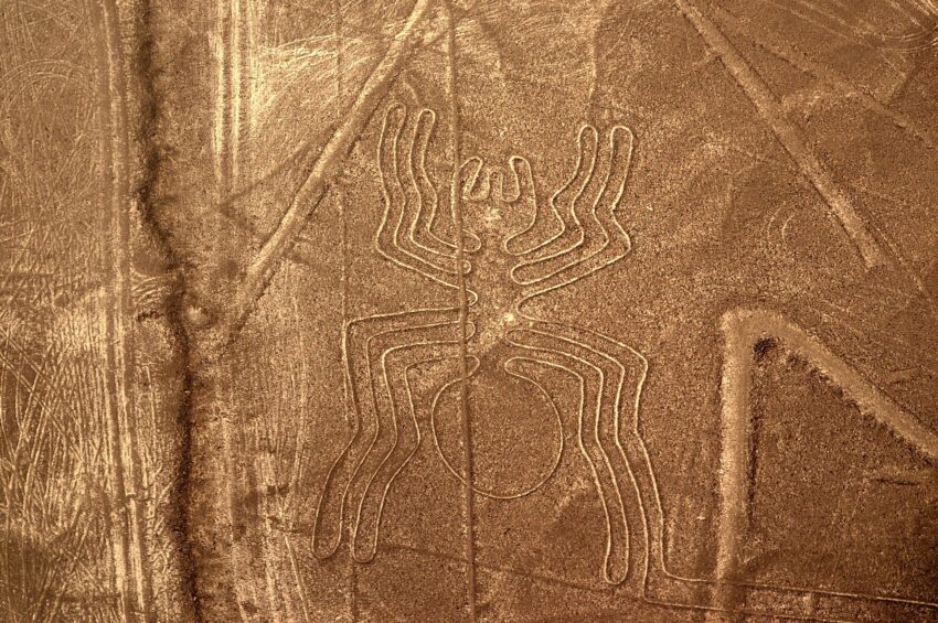 geoglyph of the nasca-spider, peru